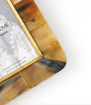 Kachhua 4x6 Rounded Picture Frame - Horn, Brass Inlay - The Collective Park City