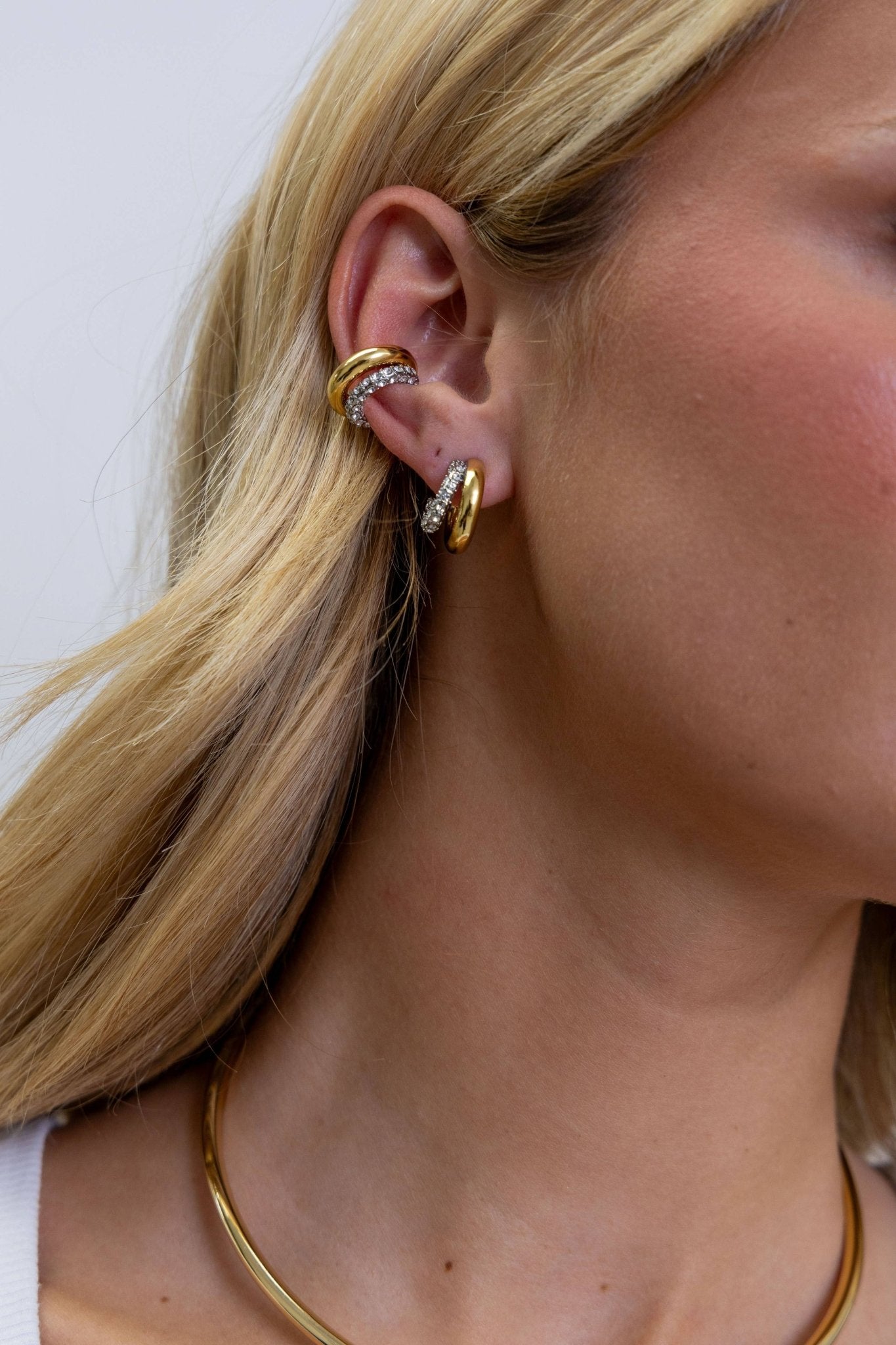 Kendall Two Tone Pave Hoop - The Collective Park City