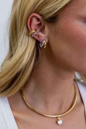 Kendall Two Tone Pave Hoop - The Collective Park City