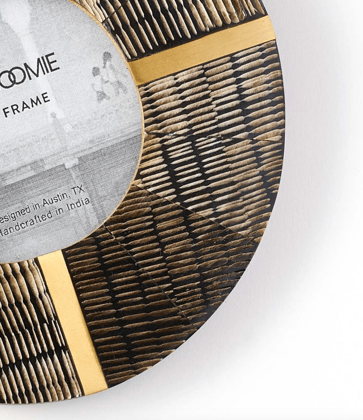 Kerala 3x3 Picture Frame - Carved Horn, Brass Inlay - The Collective Park City