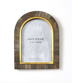 Kerala 5x7 Arch Picture Frame - Carved Horn, Brass Inlay - The Collective Park City