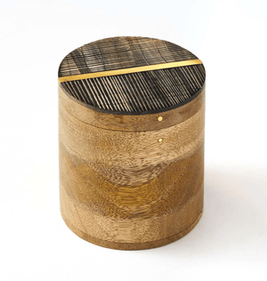 Kerala Keepsake Box - Carved Horn, Brass Inlay, Mango Wood - The Collective Park City