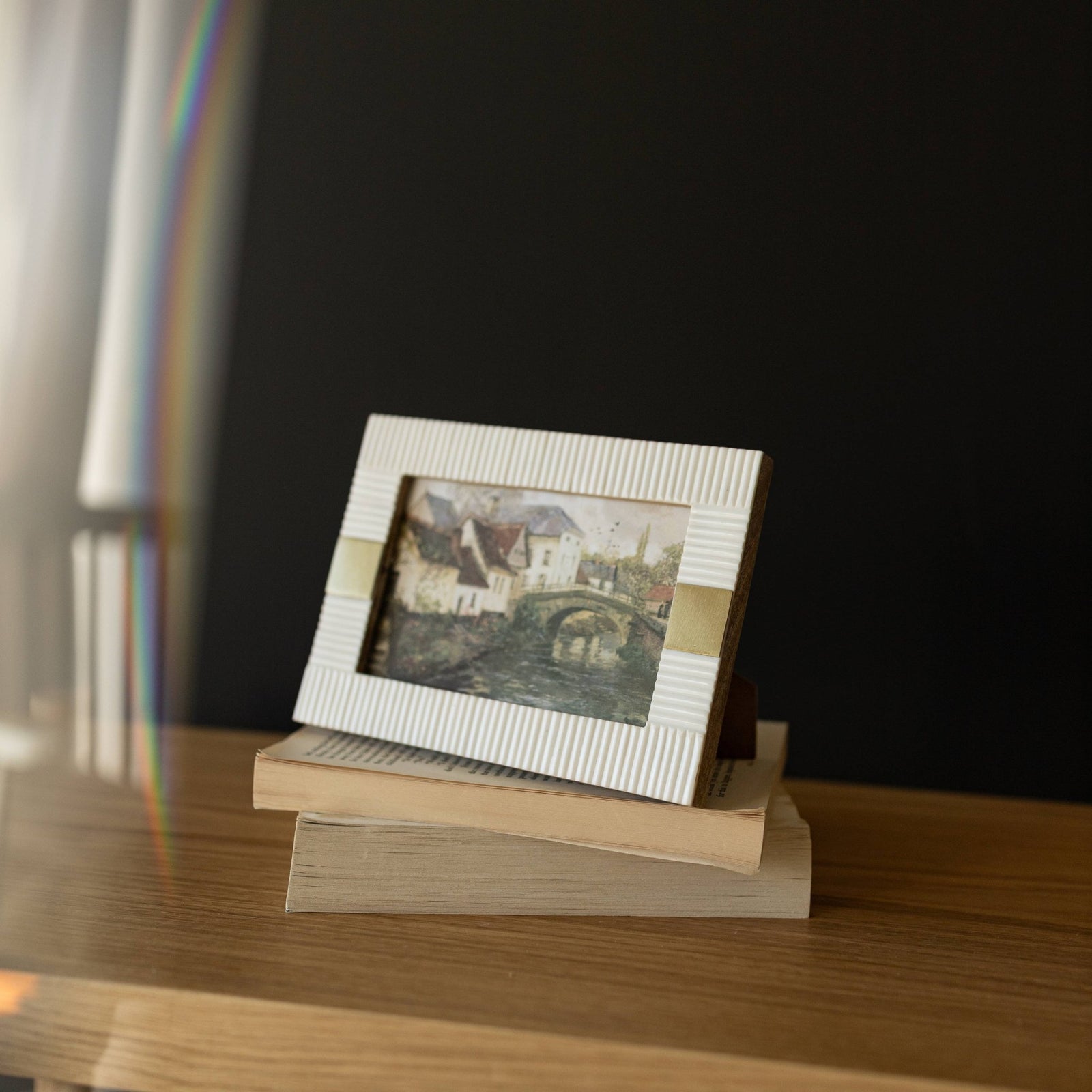 Kesia Resin Photo Frame - White/Brass 4X6 - The Collective Park City