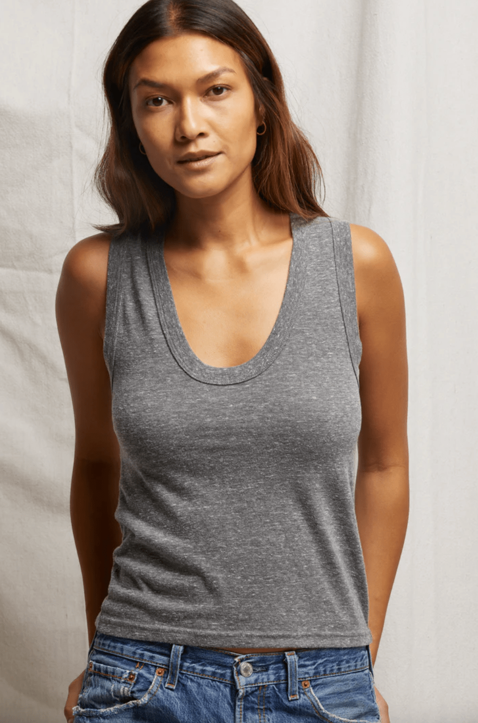 khara U - Neck Tank Top - Heather Grey - The Collective Park City