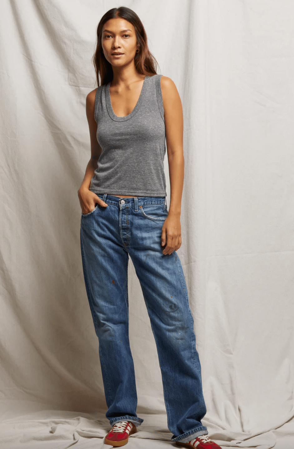 khara U - Neck Tank Top - Heather Grey - The Collective Park City