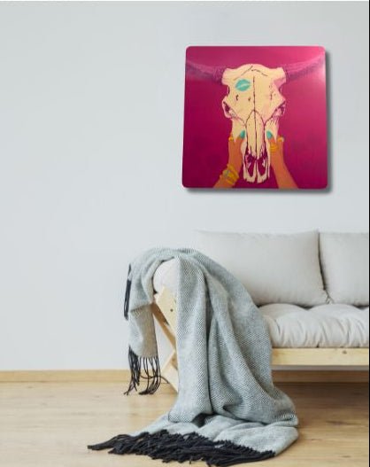 "Kissed the Cow Skull" Original Painting - The Collective Park City
