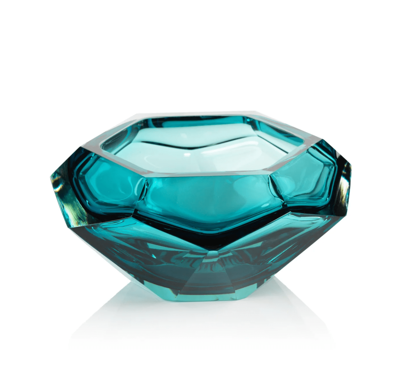 La Bohème Handmade Polished Cut Glass Bowl - Sea Blue - The Collective Park City