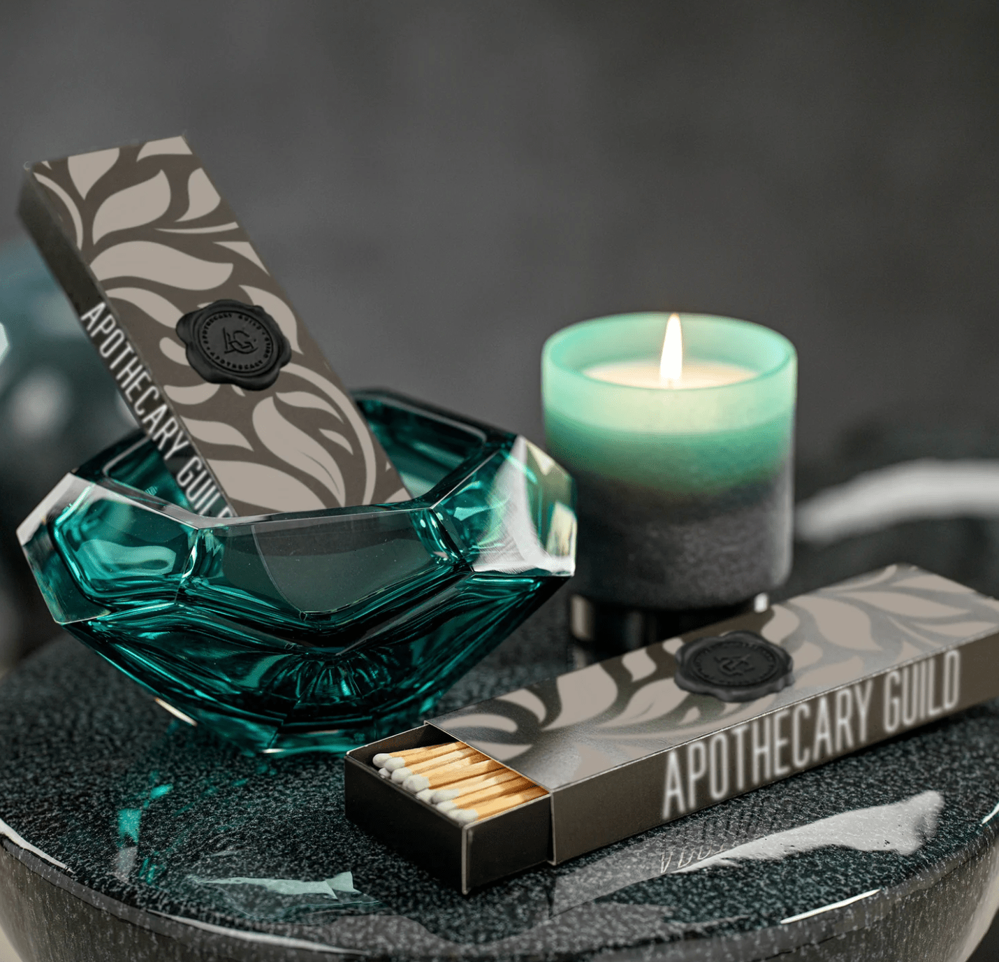 La Bohème Handmade Polished Cut Glass Bowl - Sea Blue - The Collective Park City