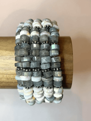 Labradorite, Opal, S/S, Leather Bracelet - The Collective Park City