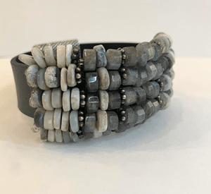 Labradorite, Opal, S/S, Leather Bracelet - The Collective Park City