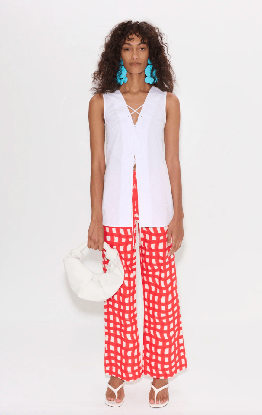 Lacy Poplin Tie Top - The Collective Park City