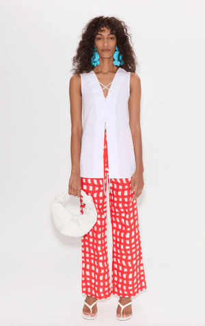 Lacy Poplin Tie Top - The Collective Park City
