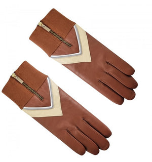 Lambskin / Cashmere Saddle Zip - up Gloves - The Collective Park City