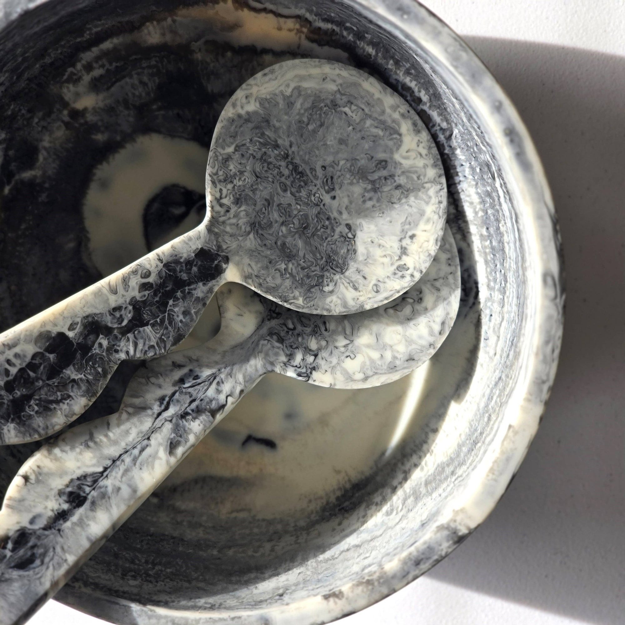 Large Hand Poured Resin Salad Serving Bowl & Server - The Collective Park City