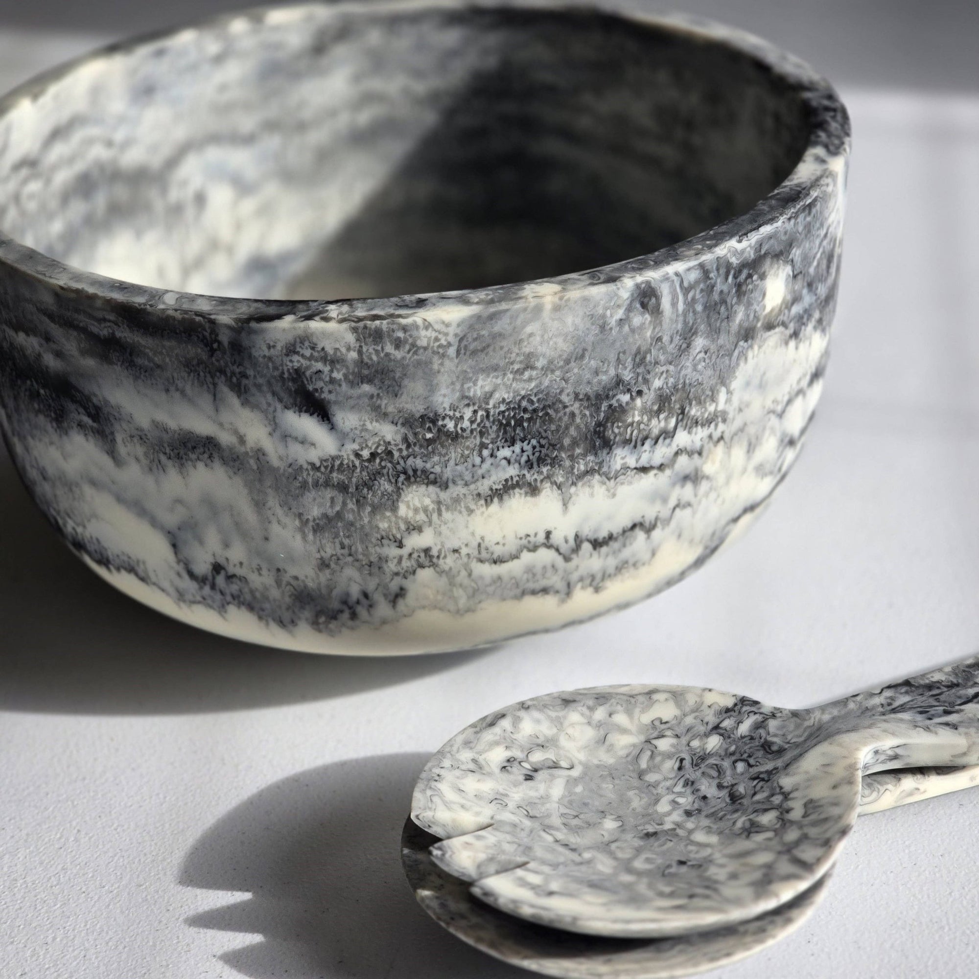Large Hand Poured Resin Salad Serving Bowl & Server - The Collective Park City