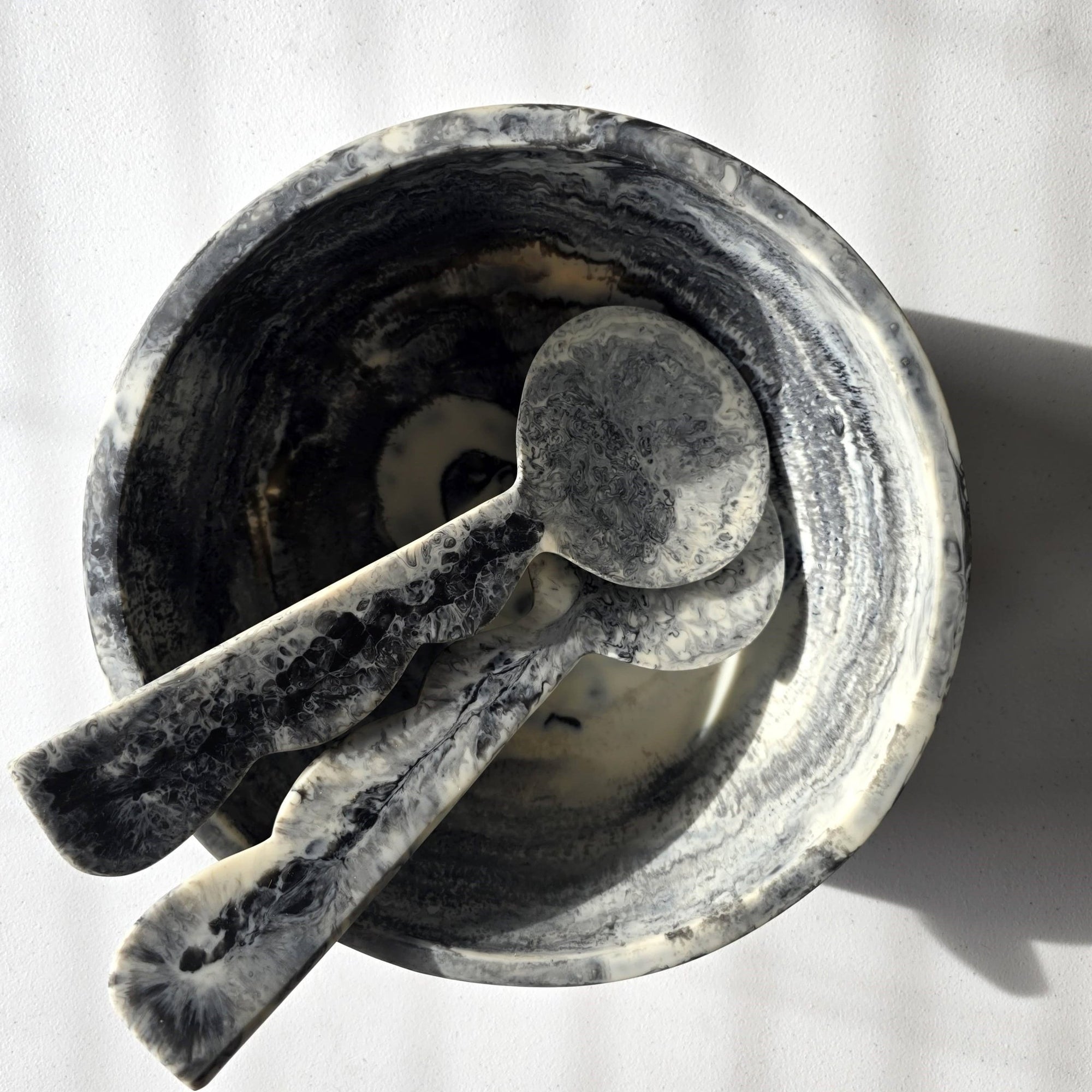 Large Hand Poured Resin Salad Serving Bowl & Server - The Collective Park City