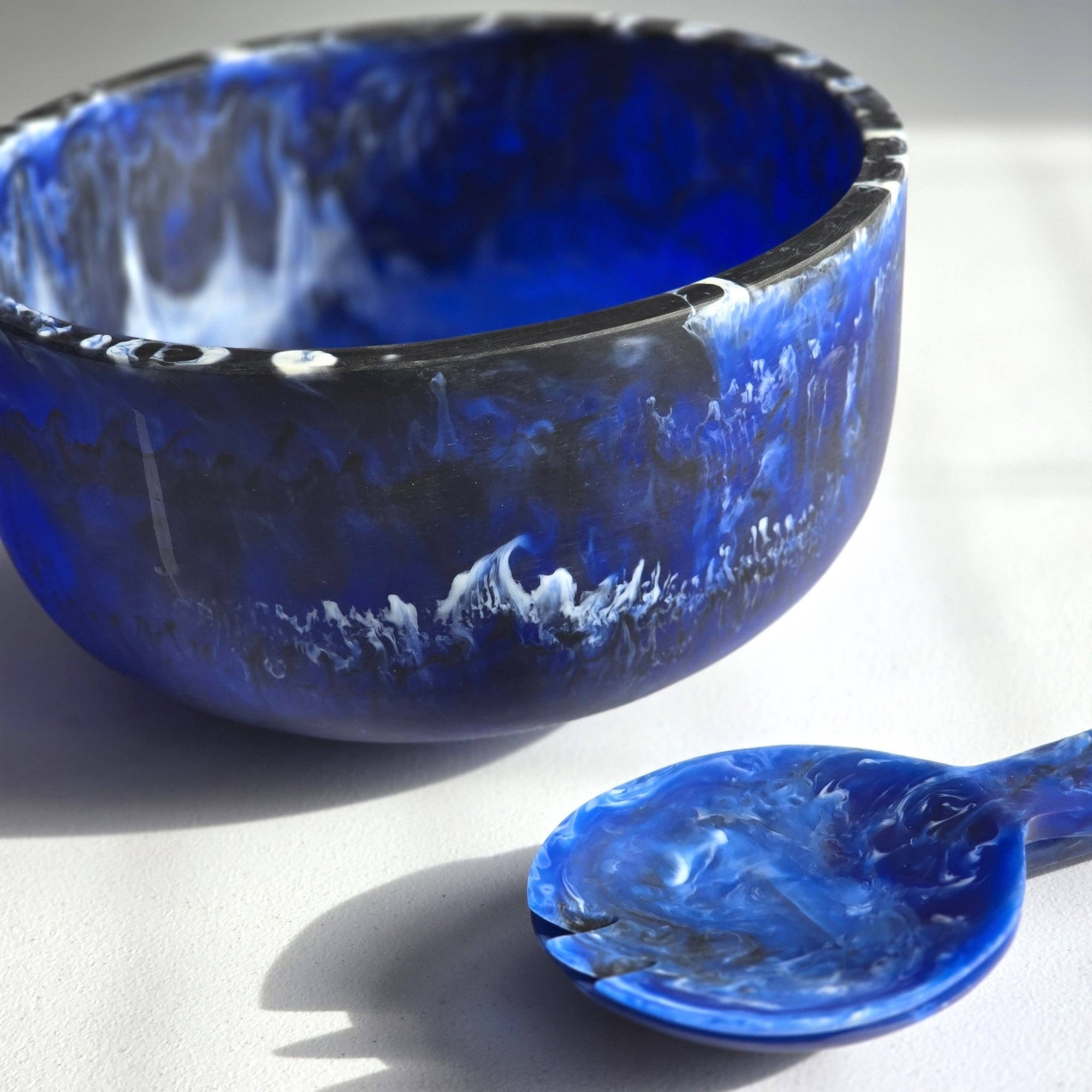 Large Resin Salad Serving Bowl & Server - Matte: Dark Blue - The Collective Park City