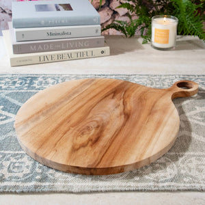 Large Round Teak Charcuterie Board - The Collective Park City