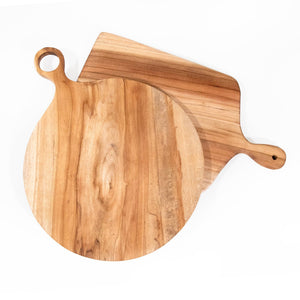 Large Round Teak Charcuterie Board - The Collective Park City