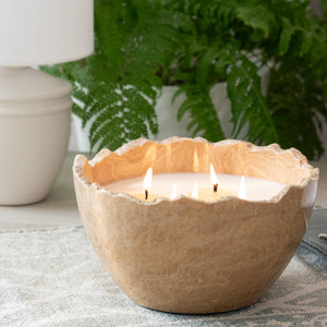 Large Travertine Stone Bowl Candle in Palo Santo Fragrance - The Collective Park City