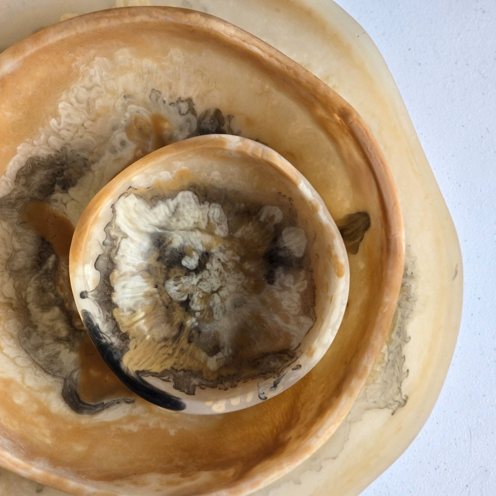 Large wavy 3 bowls Set - Matte Finish Hand Poured Resin: Mixed Color - The Collective Park City