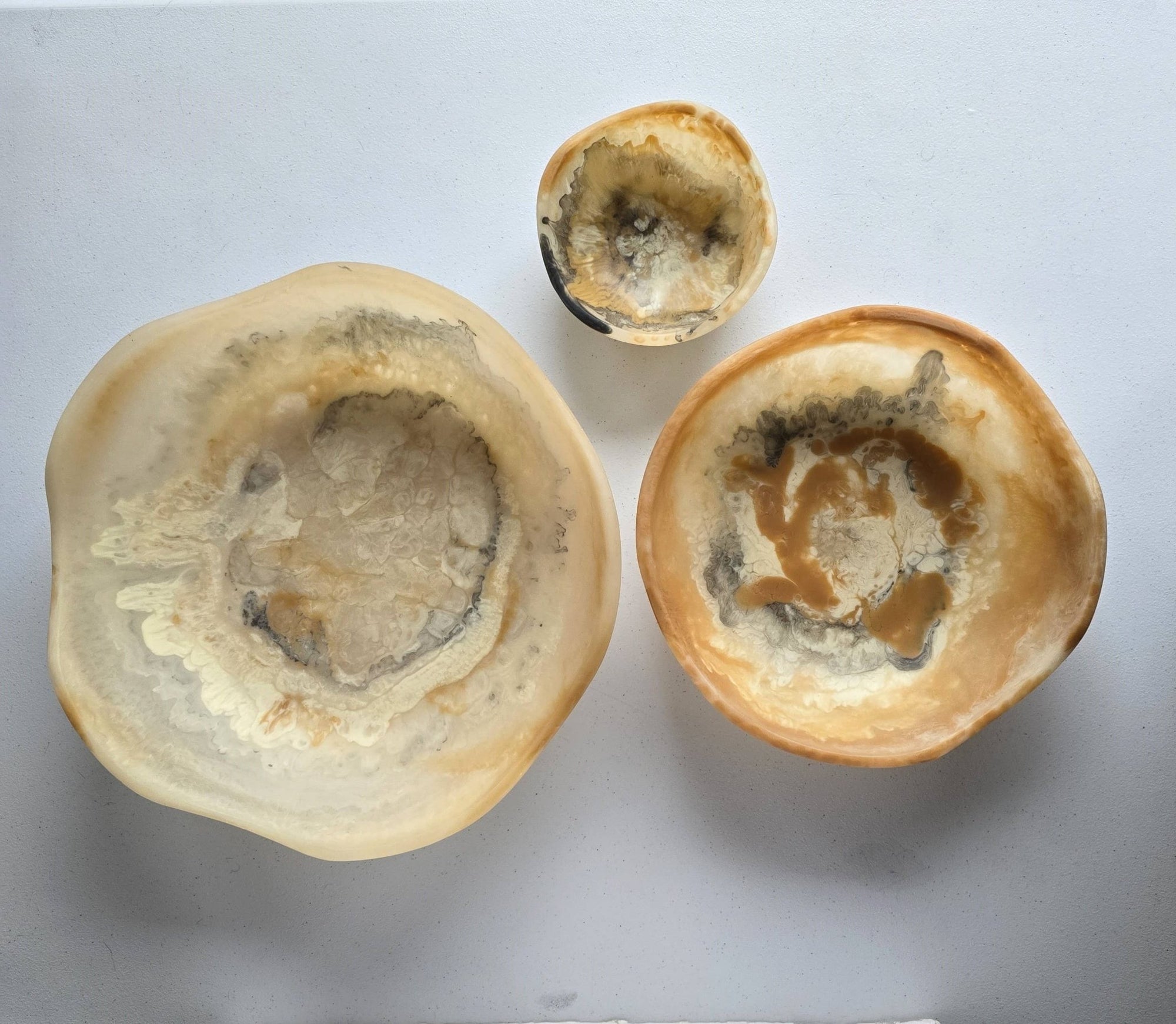 Large wavy 3 bowls Set - Matte Finish Hand Poured Resin: Mixed Color - The Collective Park City
