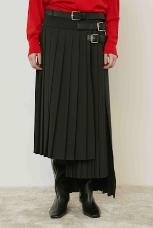 Layered, Belted Pleat Skirt - The Collective Park City