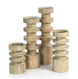 Le Salama Mango Wood Pillar Candle Holder - 10" - The Collective Park City