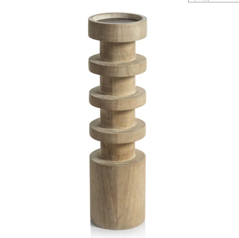 Le Salama Mango Wood Pillar Candle Holder - 13" - The Collective Park City