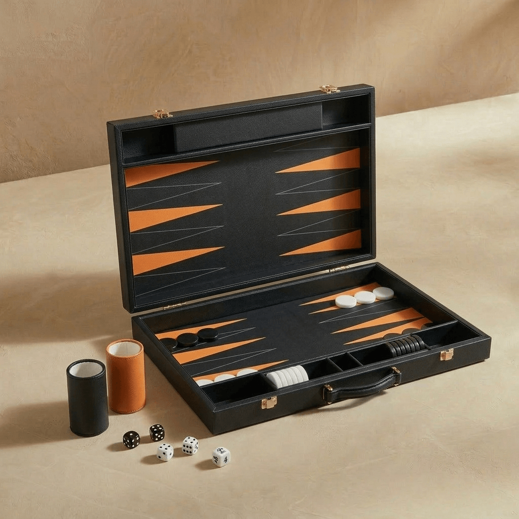 Leather Backgammon Set - Black And Brown - The Collective Park City