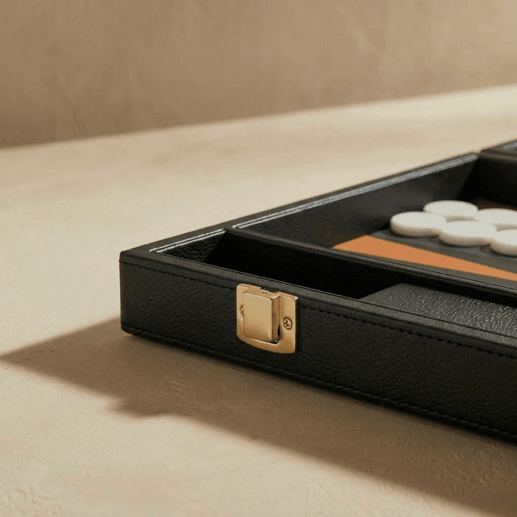Leather Backgammon Set - Black And Brown - The Collective Park City