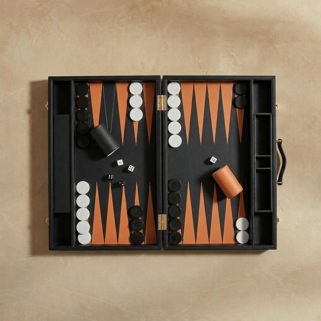Leather Backgammon Set - Black And Brown - The Collective Park City