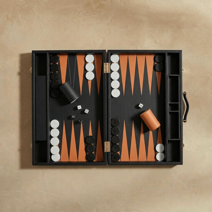 Leather Backgammon Set - Black And Brown - The Collective Park City