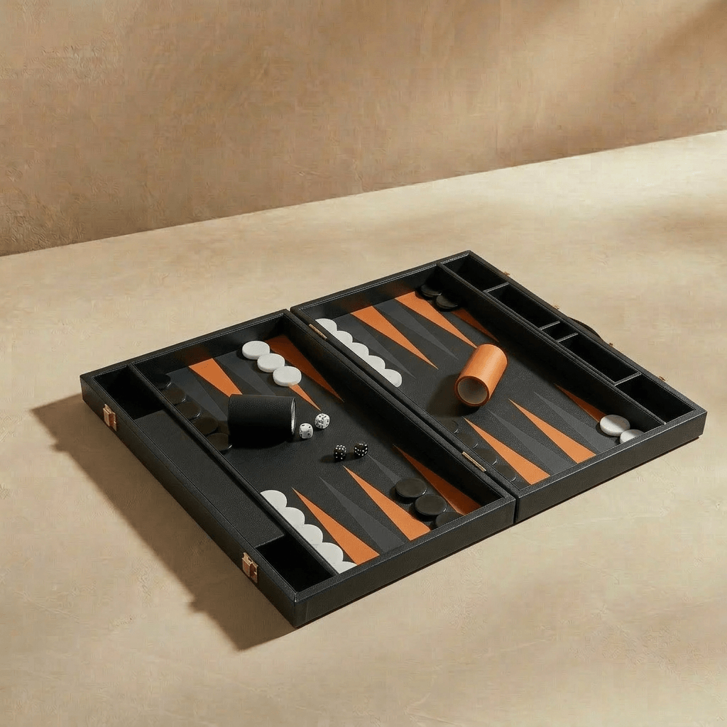 Leather Backgammon Set - Black And Brown - The Collective Park City