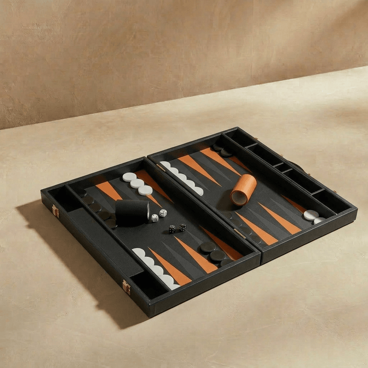 Leather Backgammon Set - Black And Brown - The Collective Park City