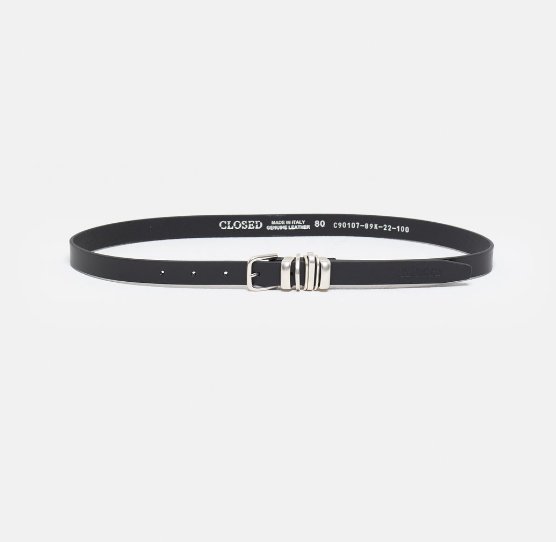 Leather Black Belt w/Silver - The Collective Park City