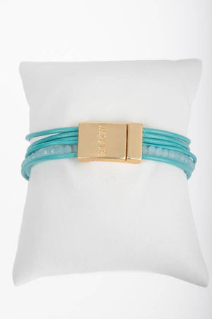 Leather Golden Arrow Bracelet: Turquoise - The Collective Park City