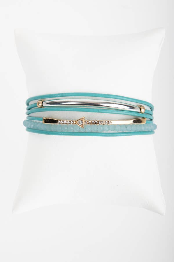 Leather Golden Arrow Bracelet: Turquoise - The Collective Park City
