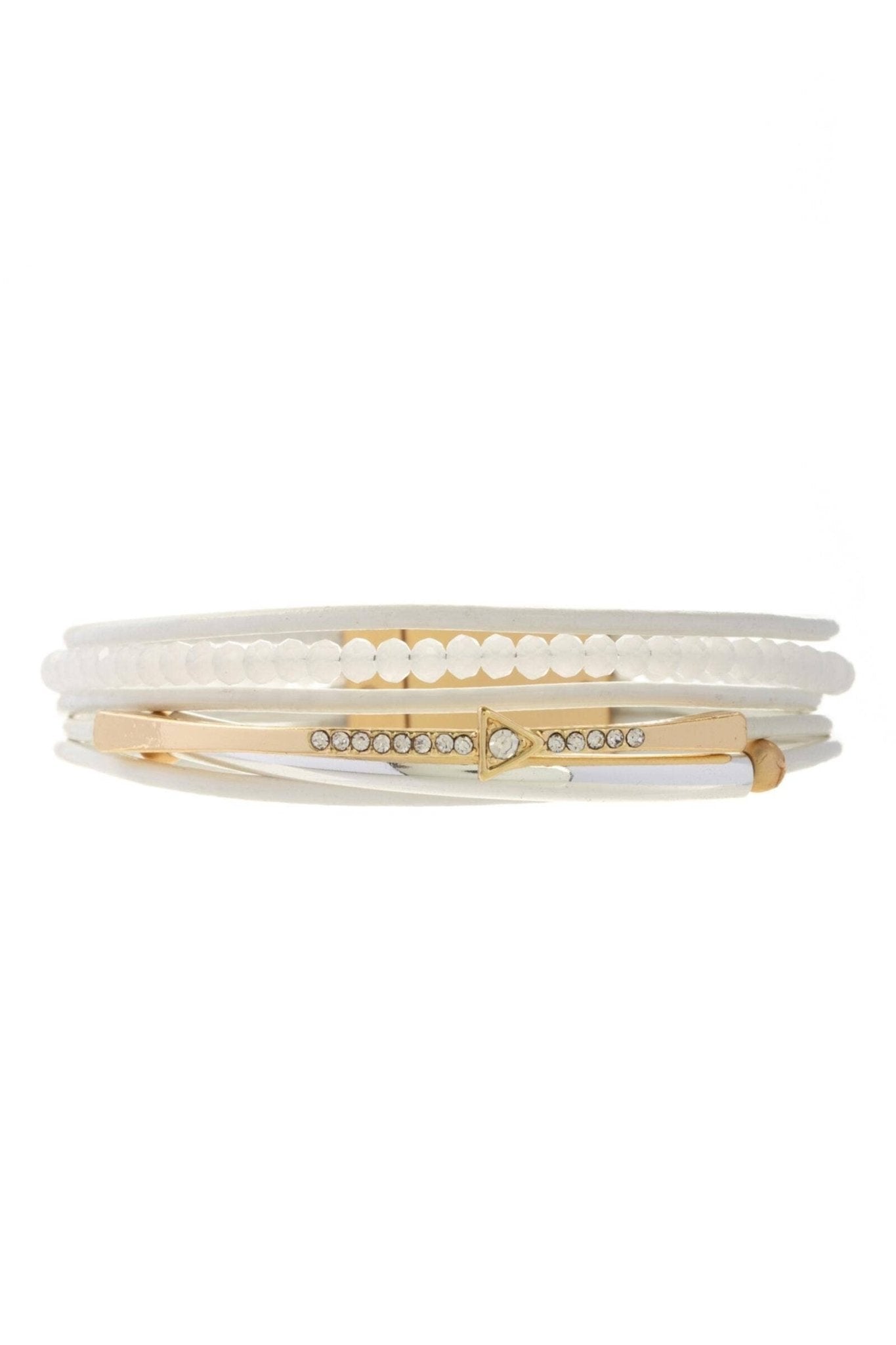 Leather Golden Arrow Bracelet: White - The Collective Park City