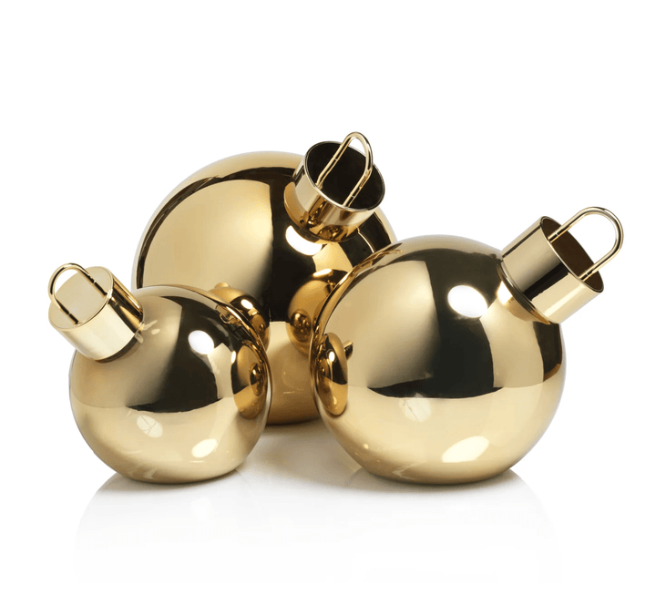 LED Glass Oversized Large Ball Ornament - Gold &amp; Silver - The Collective Park City