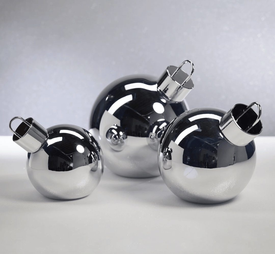 LED Glass Oversized Large Ball Ornament - Gold &amp; Silver - The Collective Park City
