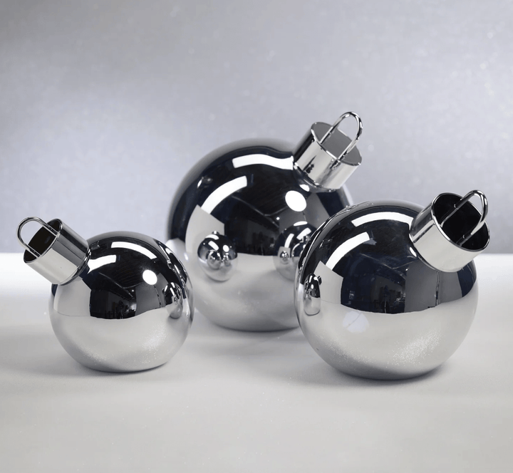 LED Glass Oversized Large Ball Ornament - Gold &amp; Silver - The Collective Park City