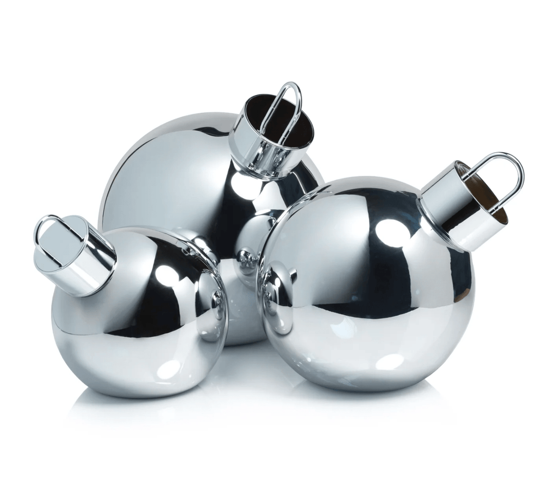 LED Glass Oversized Large Ball Ornament - Gold &amp; Silver - The Collective Park City