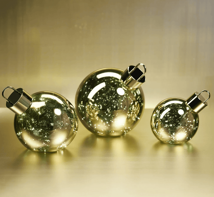 LED Glass Oversized Medium Ball Ornament - Gold &amp; Silver - The Collective Park City