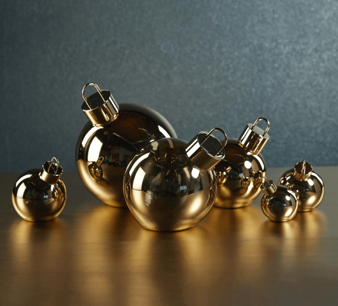 LED Glass Oversized Medium Ball Ornament - Gold &amp; Silver - The Collective Park City