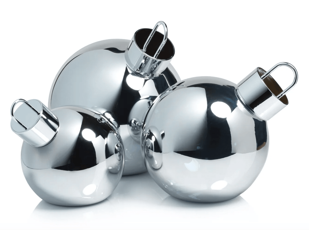 LED Glass Oversized Medium Ball Ornament - Gold &amp; Silver - The Collective Park City