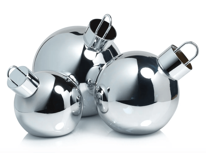 LED Glass Oversized Medium Ball Ornament - Gold &amp; Silver - The Collective Park City