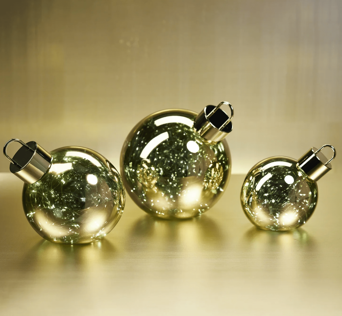 LED Glass Oversized Small Ball Ornament - Gold & Silver - The Collective Park City