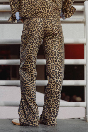 Leopard Print Wide Leg Jean w Ombre Black - The Collective Park City