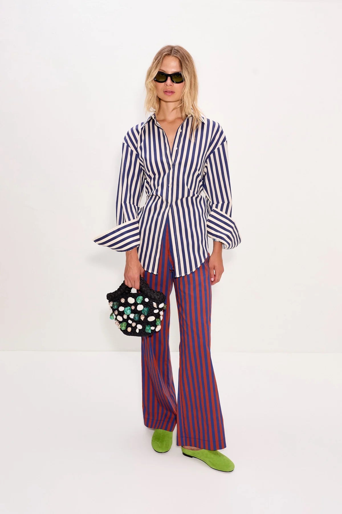 Loch Poplin Button Down Top - Navy/Cream - The Collective Park City